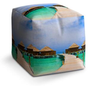 Sablio Taburet Cube Bungalovy na moři - 40x40x40 cm