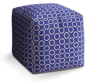 Sablio Taburet Cube Bílé kruhy na modré - 40x40x40 cm