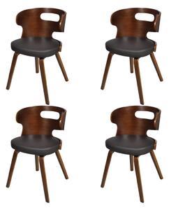 Jídelní židle 4 ks hnědé ohýbané dřevo a umělá kůže
