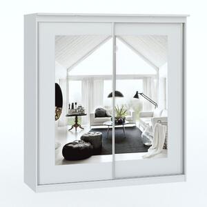 Šatní skříň se zrcadlem 180 cm ODESSA - bílá