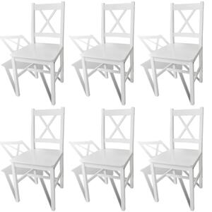 Jídelní židle 6 ks bílé borové dřevo