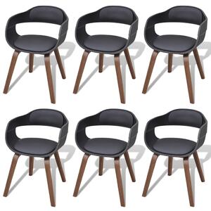 Jídelní židle 6 ks černé ohýbané dřevo a umělá kůže