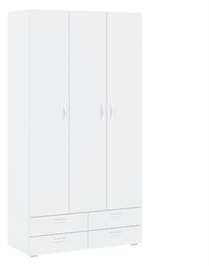 Třídveřová šatní skříň 111 cm se šuplíky RICHLAND - bílá