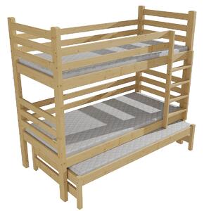 Vomaks Patrová postel s výsuvnou přistýlkou M 008 NEW* Rozměr: 90 x 180 cm, Barva: moření dub, Prostor mezi lůžky: 80 cm