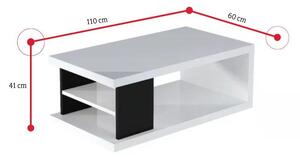 Konferenční stolek LUKE, 110x60x41, bílá/černá mat