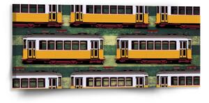 Sablio Obraz Lisabonské historické tramvaje Zelený Pattern - 110x50 cm