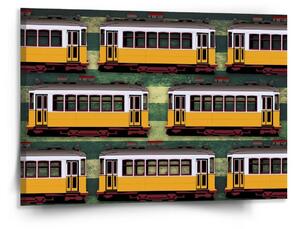 Sablio Obraz Lisabonské historické tramvaje Zelený Pattern - 150x110 cm