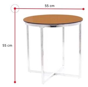 Konferenční stolek CRYSTAL B, 55x55x55, jantarová/stříbrná