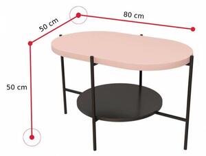 Konferenční stolek RING, 80x50x50, růžová/zlatá
