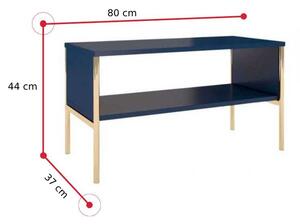 Konferenční stolek POLKA, 80x44x37, modrá/zlatá