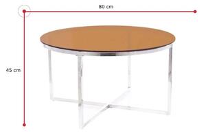Konferenční stolek CRYSTL A, 80x45x80, jantarová/stříbrná