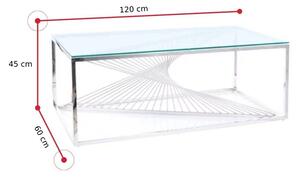 Konferenční stolek FOBOS A, 120x45x60, transparentní/stříbrná