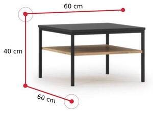 Konferenční stolek LANZA, 60x40x60, černá/dub artisan