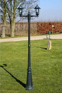 Zahradní lampa vysoká 2 ramena 215 cm tmavě zelená/černá hliník