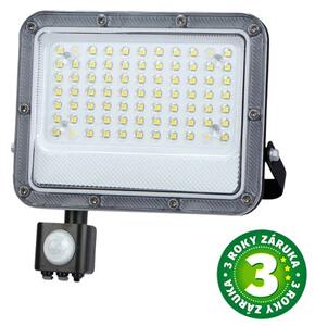 Prémiový ultratenký LED reflektor s čidlem pohybu šedý 50W 4800lm, denní, 3 roky záruka