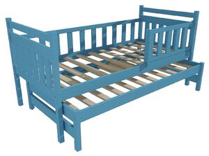 Vomaks Dětská postel s výsuvnou přistýlkou DPV 004 se zábranou Rozměr: 80 x 190 cm, Barva: barva modrá
