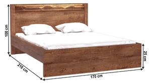 Manželská postel ze světlého jasanu s výraznou reliéfní kresbou TK210
