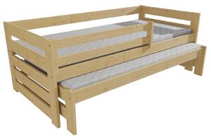 Vomaks Dětská postel s výsuvnou přistýlkou DPV 007 se zábranou Rozměr: 80 x 180 cm, Barva: barva růžová