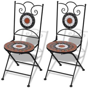 Skládací bistro židle 2 ks keramické terakotové a bílé