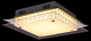 Globo 49344-18 MATARO - Stropní LED svítidlo s krystalky 28 x 28cm, 18W, 3000K (Úsporný přisazený LED lustr s moderními ověsky a průhlednými krystalky)