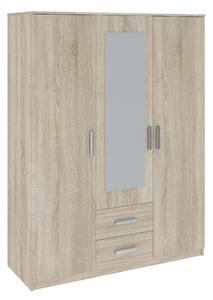 Kombinovaná šatní skříň 150 cm se zrcadlem SPYKE - dub sonoma