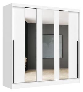 Velká šatní skříň se zrcadlem 205 cm VERNON - bílá