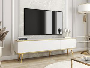 TV stolek/skřínka Oanisew I, Barva: bílá / bílá + zlatá Mirjan24 5903211337048