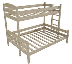 Vomaks Patrová postel s rozšířeným spodním lůžkem PPS 001 Rozměr: 90/140 x 200 cm, Umístění žebříku: vpravo, Barva: surové dřevo