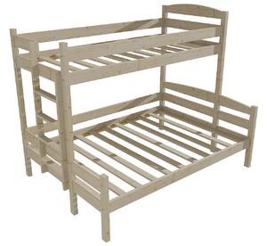 Vomaks Patrová postel s rozšířeným spodním lůžkem PPS 001 Rozměr: 90/140 x 200 cm, Umístění žebříku: vlevo, Barva: surové dřevo