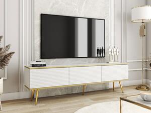 TV stolek/skřínka Oanisew II, Barva: bílá / bílá + zlatá Mirjan24 5903211337093