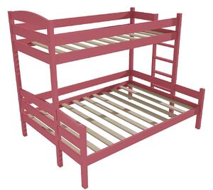 Vomaks Patrová postel s rozšířeným spodním lůžkem PPS 001 Rozměr: 90/140 x 200 cm, Umístění žebříku: vpravo, Barva: barva růžová