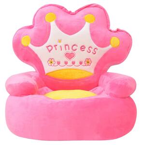 Plyšové dětské křeslo Princess růžové