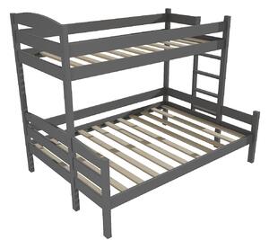 Vomaks Patrová postel s rozšířeným spodním lůžkem PPS 001 Rozměr: 100/120 x 180 cm, Umístění žebříku: vpravo, Barva: barva šedá