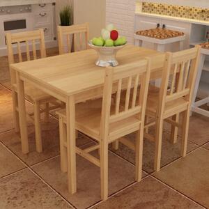 Dřevěný jídelní stůl se 4 židlemi v přírodním odstínu