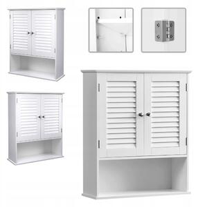 Závěsná koupelnová skříňka Songmics bílá MDF matná 60x20x70 cm 2 dvířka