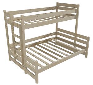 Vomaks Patrová postel s rozšířeným spodním lůžkem PPS 003 Rozměr: 90/140 x 200 cm, Umístění žebříku: vlevo, Barva: surové dřevo