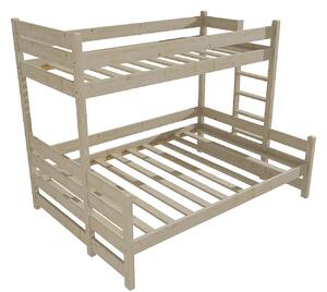 Vomaks Patrová postel s rozšířeným spodním lůžkem PPS 003 Rozměr: 90/140 x 200 cm, Umístění žebříku: vpravo, Barva: surové dřevo