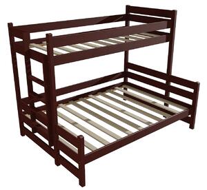 Vomaks Patrová postel s rozšířeným spodním lůžkem PPS 003 Rozměr: 100/120 x 180 cm, Umístění žebříku: vlevo, Barva: moření ořech