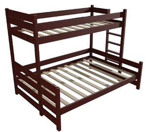 Vomaks Patrová postel s rozšířeným spodním lůžkem PPS 003 Rozměr: 100/140 x 200 cm, Umístění žebříku: vpravo, Barva: moření ořech