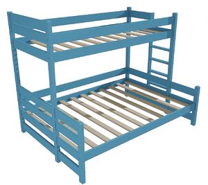 Vomaks Patrová postel s rozšířeným spodním lůžkem PPS 003 Rozměr: 100/120 x 180 cm, Umístění žebříku: vpravo, Barva: barva modrá