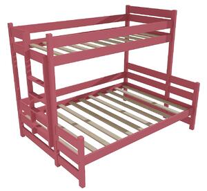 Vomaks Patrová postel s rozšířeným spodním lůžkem PPS 003 Rozměr: 90/120 x 180 cm, Umístění žebříku: vlevo, Barva: barva růžová