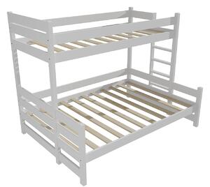 Vomaks Patrová postel s rozšířeným spodním lůžkem PPS 003 Rozměr: 80/140 x 200 cm, Umístění žebříku: vpravo, Barva: barva bílá