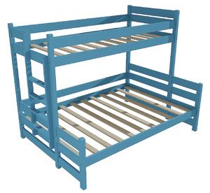 Vomaks Patrová postel s rozšířeným spodním lůžkem PPS 003 Rozměr: 80/140 x 200 cm, Umístění žebříku: vlevo, Barva: barva modrá