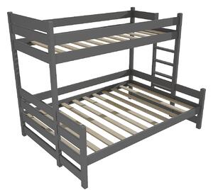 Vomaks Patrová postel s rozšířeným spodním lůžkem PPS 003 Rozměr: 80/140 x 200 cm, Umístění žebříku: vpravo, Barva: barva šedá