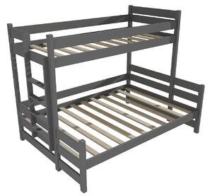 Vomaks Patrová postel s rozšířeným spodním lůžkem PPS 003 Rozměr: 90/140 x 200 cm, Umístění žebříku: vlevo, Barva: barva šedá