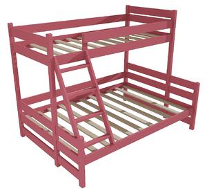 Vomaks Patrová postel s rozšířeným spodním lůžkem PPS 004 Rozměr: 100/120 x 180 cm, Barva: barva růžová
