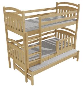 Vomaks Patrová postel s výsuvnou přistýlkou PPV 001 se zábranou Rozměr: 80 x 180 cm, Barva: moření olše, Prostor mezi lůžky: 80 cm