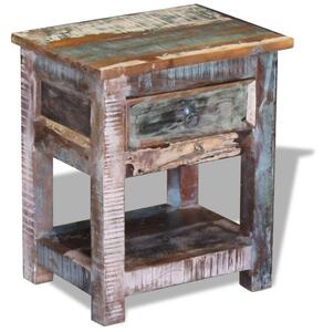 Odkládací stolek zásuvka masivní recyklované dřevo 43x33x51 cm
