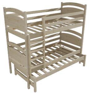 Vomaks Patrová postel s výsuvnou přistýlkou PPV 002 Rozměr: 80 x 180 cm, Prostor mezi lůžky: 80 cm, Barva: surové dřevo