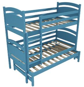 Vomaks Patrová postel s výsuvnou přistýlkou PPV 002 Rozměr: 80 x 180 cm, Barva: surové dřevo, Prostor mezi lůžky: 80 cm